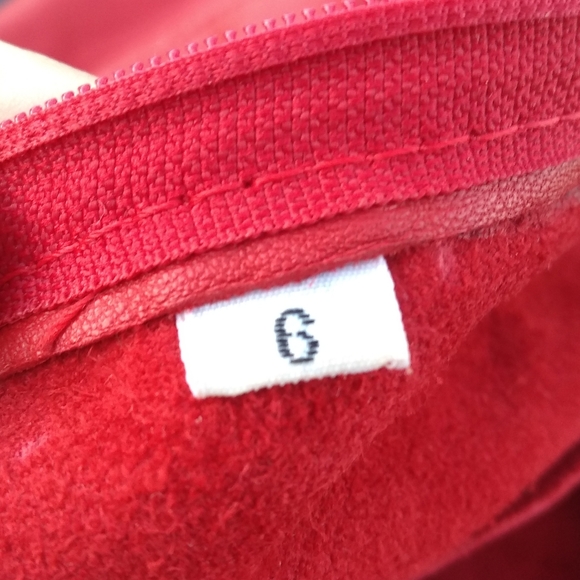 Vintage Verducci Red Leather & Lace Sleeveless Bodycon Dress, Size 6, - Picture 7 of 13